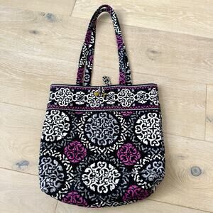 Vera Bradley toggle tote Canterberry Magenta Black White Y2K Purse Should Bag